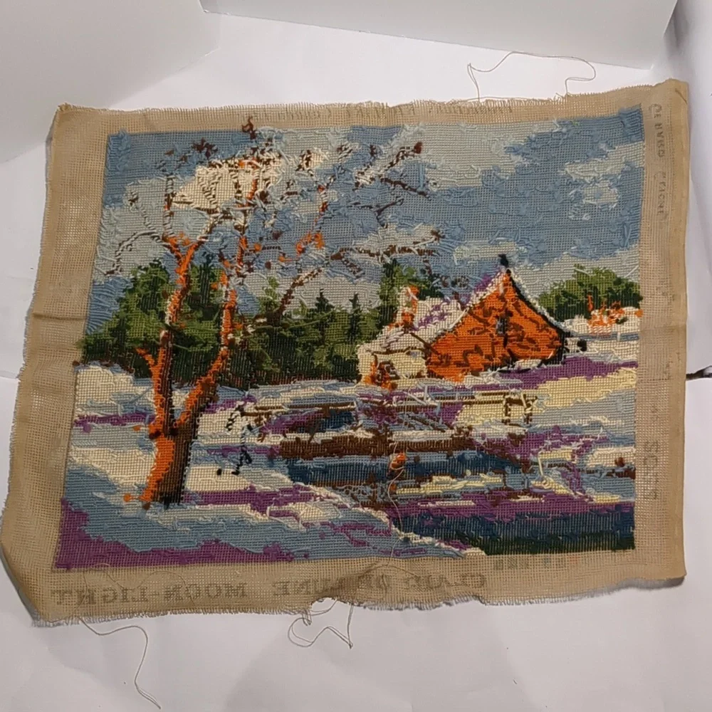 Handcrafted needlepoint. Richart Prods. Moon Light Clair de Lune. Gerard Cliche - Picture 2 of 2